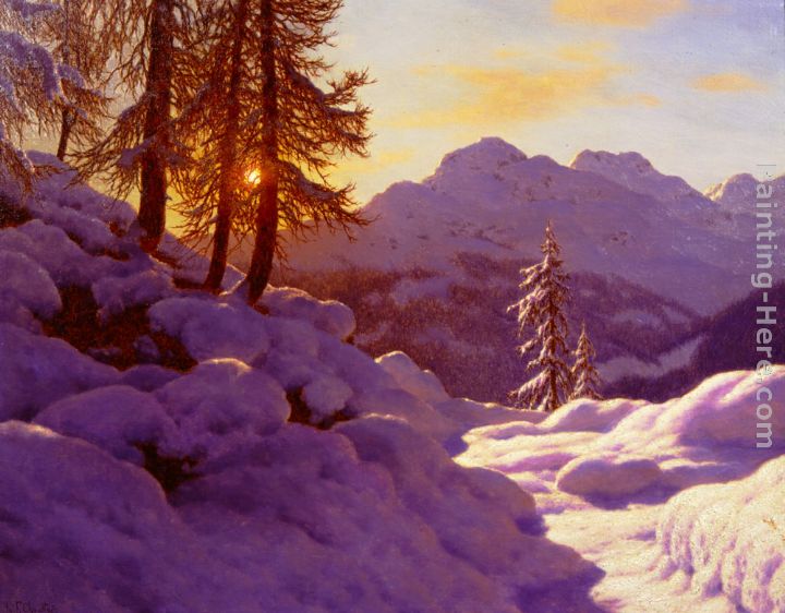 Snowy Landscape painting - Ivan Choultse Snowy Landscape art painting